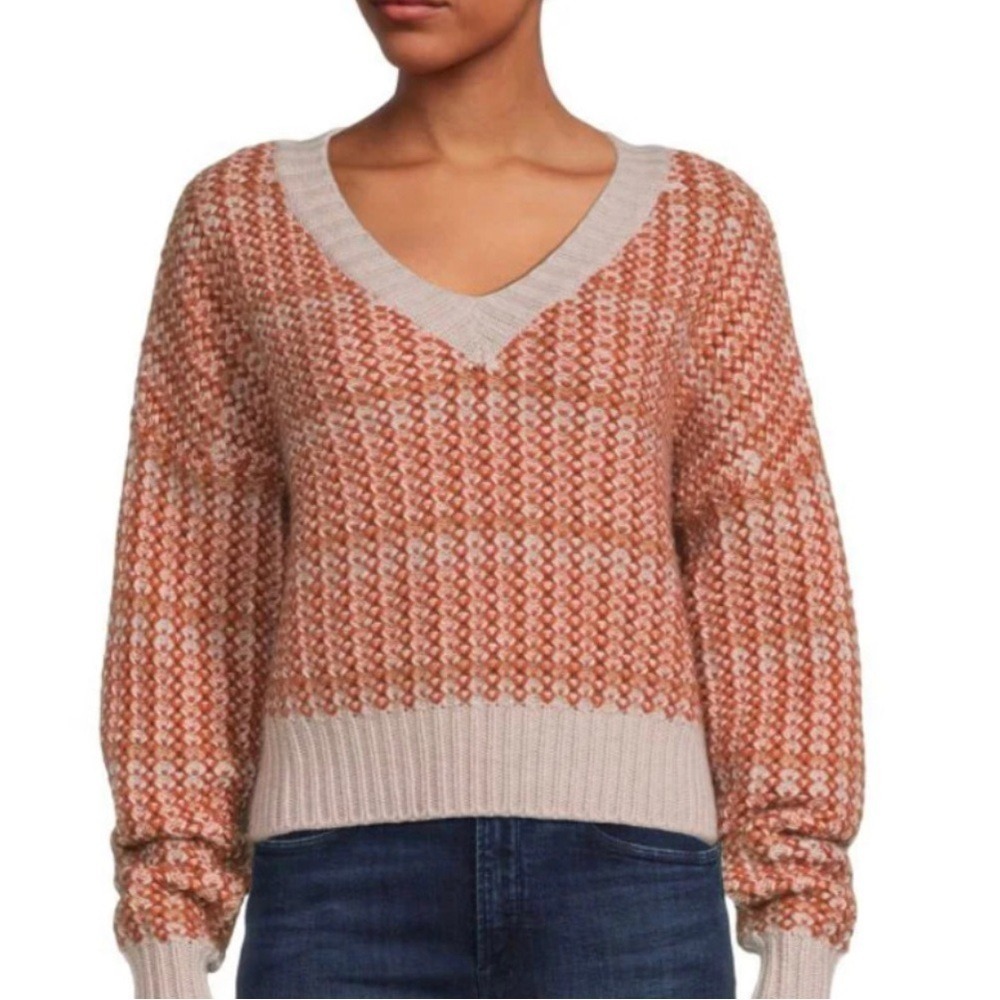 NWT Naadam‎ Novelty Stitch V Neck Cashmere Sweater Size Large
